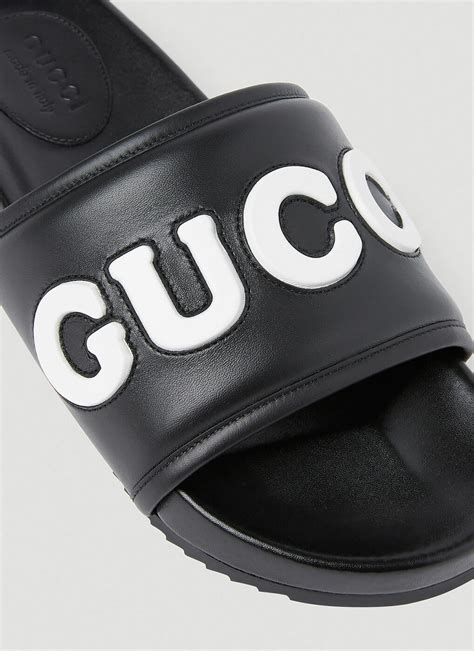 gucci logo slide sandals|Gucci lido slide sandals.